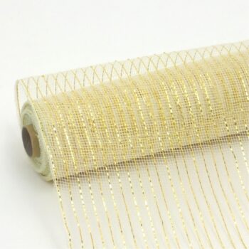 Tela Decorativo 53cmx9,5m Creme C/ Fios Metalizados