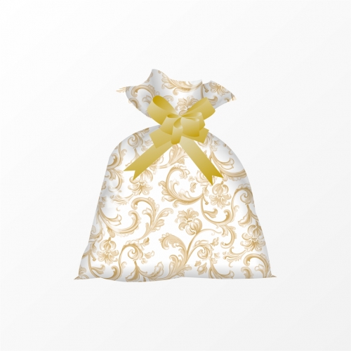 Saco Poli Metalizado Royalle 45cmx68cm 25pc Branco/Ouro