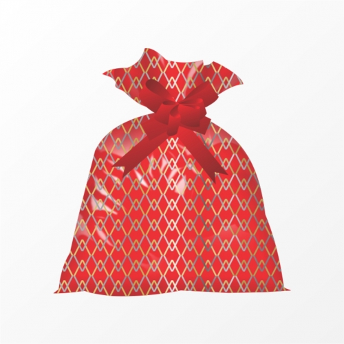 Saco Poli Metalizado Club 50cmx88cm 25pc Vermelho/Ouro