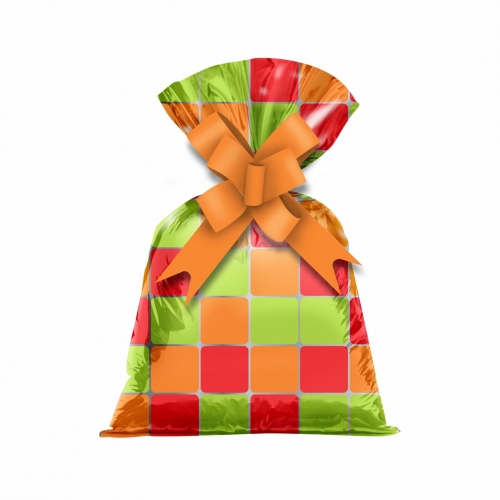 Saco Poli Metalizado Block 25cmx35cm 50pcs Laranja/Verde