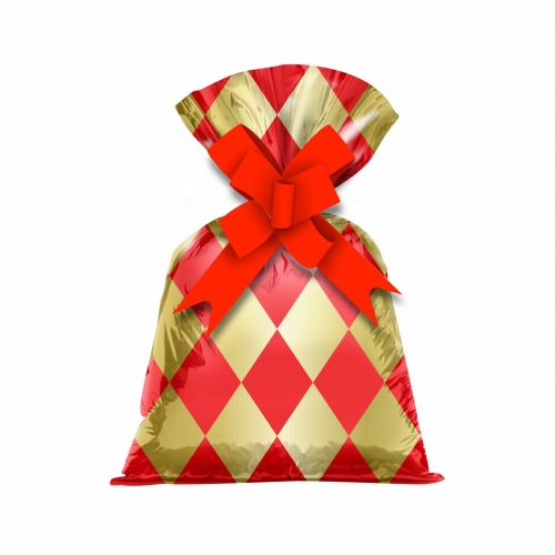 Saco Poli Metalizado Veneza 30cmx45cm 50pcs Vermelho/Ouro