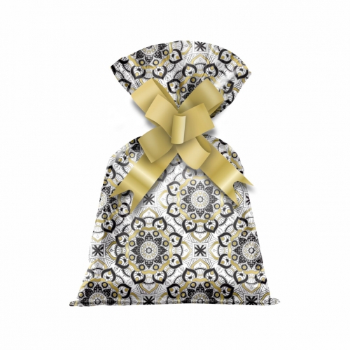 Saco Poli Metalizado Pérsia 35cmx48cm 50pcs Preto/Ouro