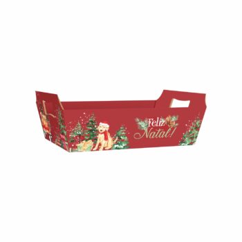 Bandeja Vintage Pets De Natal 26cmx18cmx8,5cm 4pc Vermelho