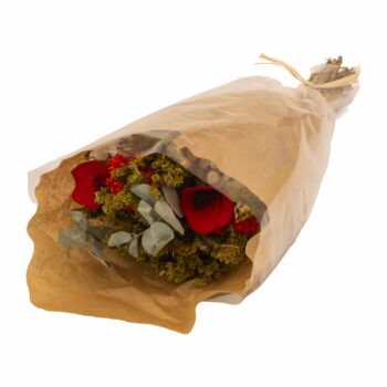 Buquê Desidratado De Flores Secas Maço Médio Vermelho