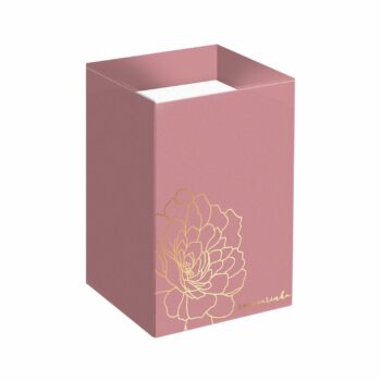 Cachepot Quadrado Flower C/ Hot Stamping 12cmx12cmx17,5cm 6pcs Rosé/Ouro