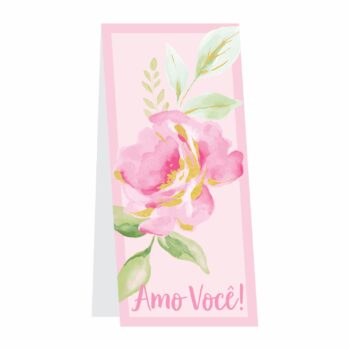 Cartão Flora 11cmx05cm 10pçs Rosa