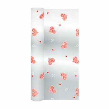 Poli Rolinho Cuore 90cmx150cm 25fls Branco/Vermelho