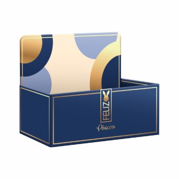 Caixa Display Chic C/ Hot Stamping 27,5cmx11,5cmx18,5cm 1pç Azul Marinho/Ouro