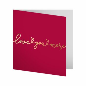 Cartão Love You More C/ Hot Stamping 09cmx09cm 10pçs Vermelho Cherry/Ouro