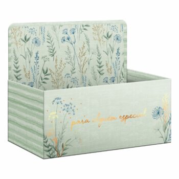 Caixa Display Aurora C/ Hot Stamping 27,5cmx11,5cmx18,5cm 1pç Verde Chá