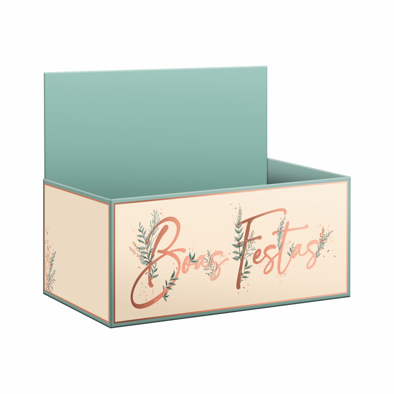 Caixa Display Lumiar c/ Hot Stamping 27,5cmx11,5cmx18,5cm 1pç Barbante/Eucalipto