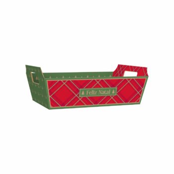 Bandeja Vintage Tradição De Natal 26cmx18cmx8,5cm 4pc Vermelho/Verde Ficus