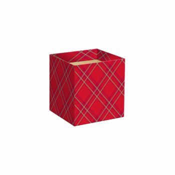 Cachepot Quadrado Xadrez De Natal 06cmx06cmx5,5cm 10pc Vermelho