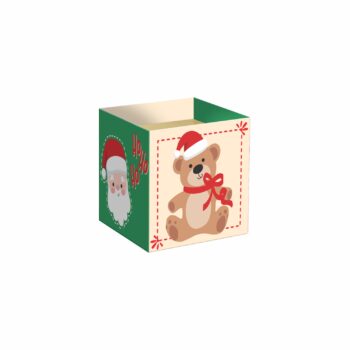 Cachepot Quadrado O Natal Chegou 06cmx06cmx5,5cm 10pc Barbante/Verde