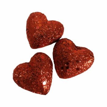 Aplique Meio Coração Cheio 04cm 6pc Vermelho