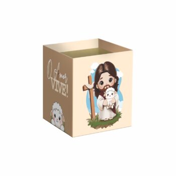 Cachepot Quadrado O Amor Vive 11cmx11cmx11cm 10pc Barbante/Cáqui