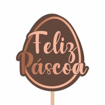 Pick MDF Feliz Páscoa 79mmx84mm 1pç Marrom
