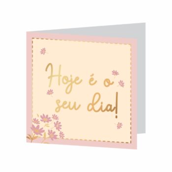 Cartão Cecília C/ Hot Stamping 09cmx09cm 10pçs Barbante/Rosé Claro