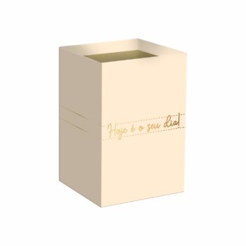 Cachepot Quadrado Cecília C/ Hot Stamping 12cmx12cmx17,5cm 6pcs Barbante/Ouro