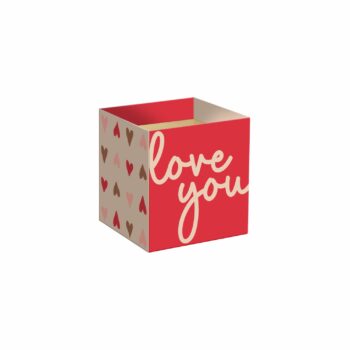 Cachepot Quadrado My Valentine 06cmx06cmx5,5cm 10pc Vermelho/Natural