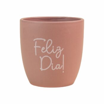 Vaso Cerâmica Mate Feliz Dia 13cmx10cmx15cm 1pç Rosé