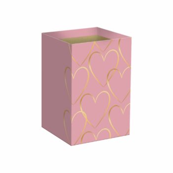 Cachepot Quadrado Modern Love C/ Hot Stamping 12cmx12cmx17,5cm 6pcs Rosé/Ouro