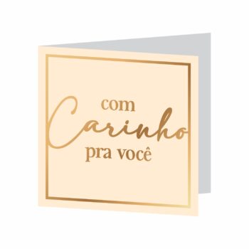 Cartão Com Carinho C/ Hot Stamping 09cmx09cm 10pçs Barbante/Ouro