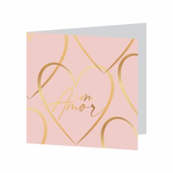 Cartão Modern Love C/ Hot Stamping 09cmx09cm 10pçs Rosé Claro/Ouro