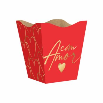 Cachepot Vintage Modern Love Grande 10pc Vermelho/Ouro