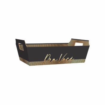 Bandeja Vintage Pra Você C/Hot Stamping 26cmx18cmx8,5cm 4pc Preto/Ouro