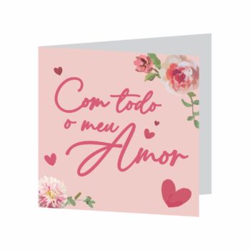 Cartão Flores Com Amor 09cmx09cm 10pçs Rosé Claro