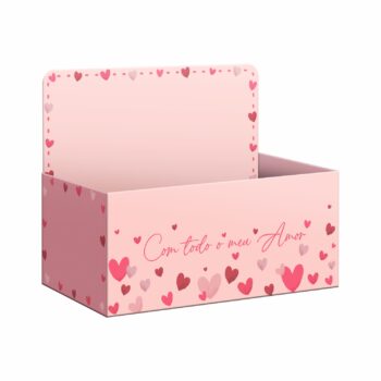 Caixa Display Flores Com Amor C/ Hot Stamping 27,5cmx11,5cmx18,5cm 1pç Rosé Claro