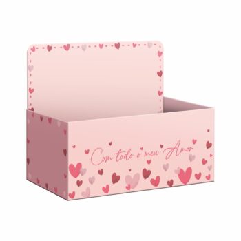 Caixa Display Flores Com Amor 21cmx9cmx12cm 1pç Rosé Claro