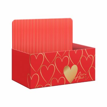 Caixa Display Morden Love C/Hot Stamping 21cmx9cmx12cm 1pç Vermelho/Ouro