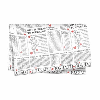 Poli Acetinado Love Journal Corações 58cmx58cm 20fls Branco/Preto