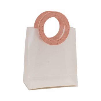 Sacola PVC Com Alça Couro 16cmx18cmx8cm 1pç Incolor/Rosê