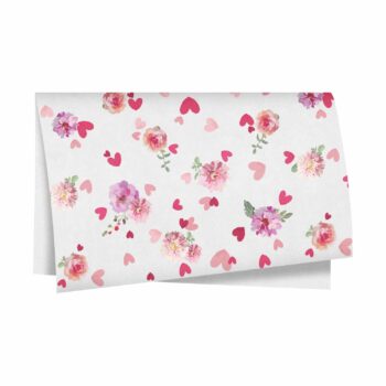 Papel Kraft Flores Com Amor 68cmx79cm 25fls Branco