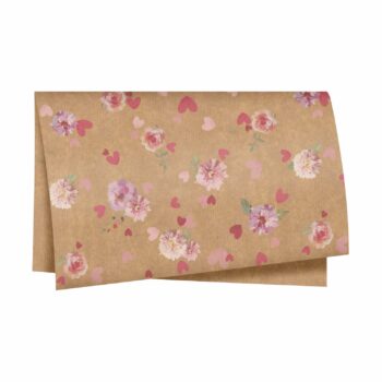 Papel Kraft Flores Com Amor 68cmx79cm 25fls Natural