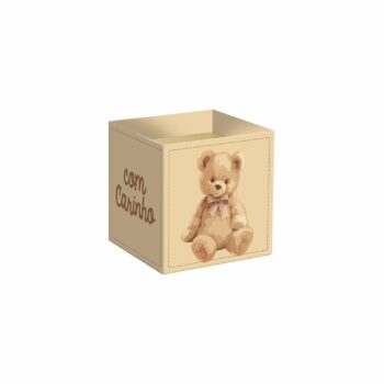 Cachepot Quadrado Urso Com Carinho 06cmx06cmx5,5cm 10pc Bege
