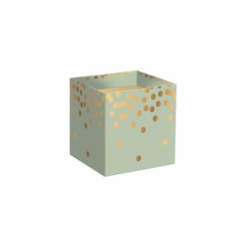 Cachepot Quadrado C/ Hot Stamping Dotz 06cmx06cmx5,5cm 10pc Verde Chá/Ouro