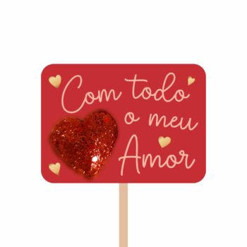 Pick MDF Com Todo Meu Amor 94mmx63mm 1pç Vermelho