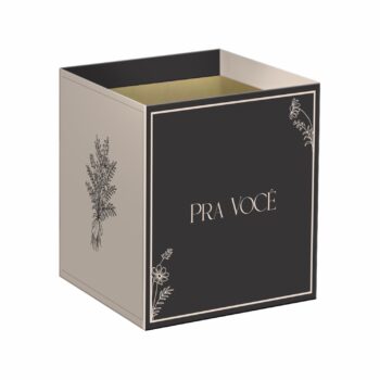 Cachepot Quadrado Pra Você 14,5cmx14,5cmx15,5cm 10pc Beige/Preto