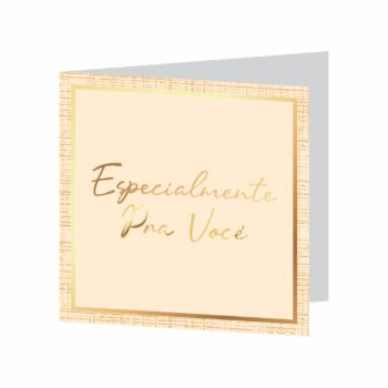Cartão Entre Folhas C/Hot Stamping 09cmx09cm 10pçs Barbante/Ouro