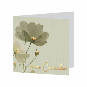 Cartão Fiorella C/Hot Stamping 09cmx09cm 10pçs Verde Bruma/Ouro