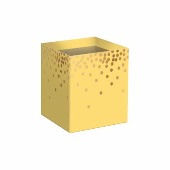 Cachepot Quadrado Dotz C/Hot Stamping 11cmx11cmx11cm 10pc Narciso/Ouro