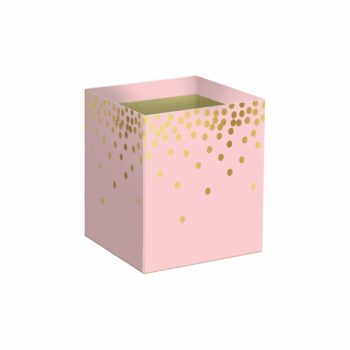 Cachepot Quadrado Dotz C/Hot Stamping 11cmx11cmx11cm 10pc Rosa Pétala/Ouro