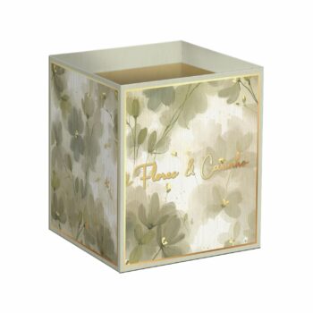 Cachepot Quadrado Fiorella C/Hot Stamping 14,5cmx14,5cmx15,5cm 10pc Verde Bruma/Ouro