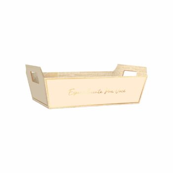 Bandeja Vintage Entre Folhas 26cmx18cmx8,5cm 4pc Barbante/Ouro