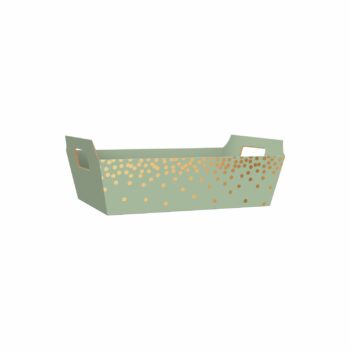 Bandeja Vintage Dotz C/Hot Stamping 21cmx15cmx6,5cm 4pc Verde Chá/Ouro