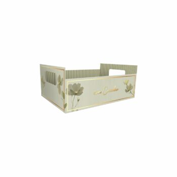 Cesta Retangular Fiorella C/Hot Stamping 21cmx15cmx6,5cm 4pc Verde Bruma/Ouro